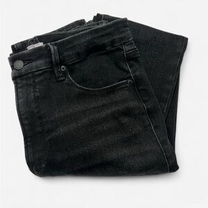 Good American Mid-Rise Skinny Jeans Black Wash Ankle Slit Size 12/31